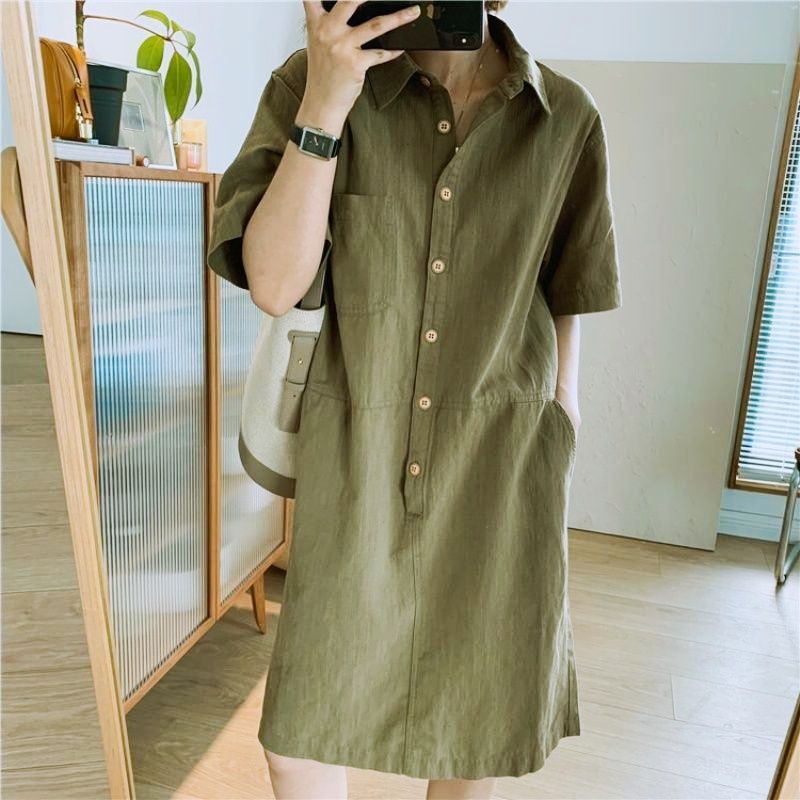 減齡短袖襯衫裙