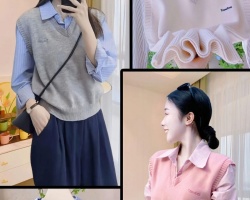 假兩件針織襯衫