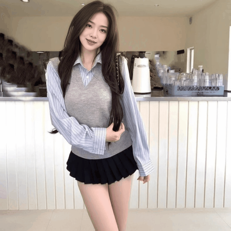 假兩件針織襯衫