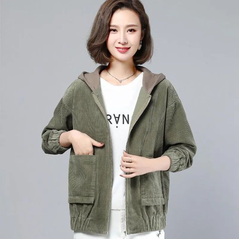 燈芯絨連帽外套